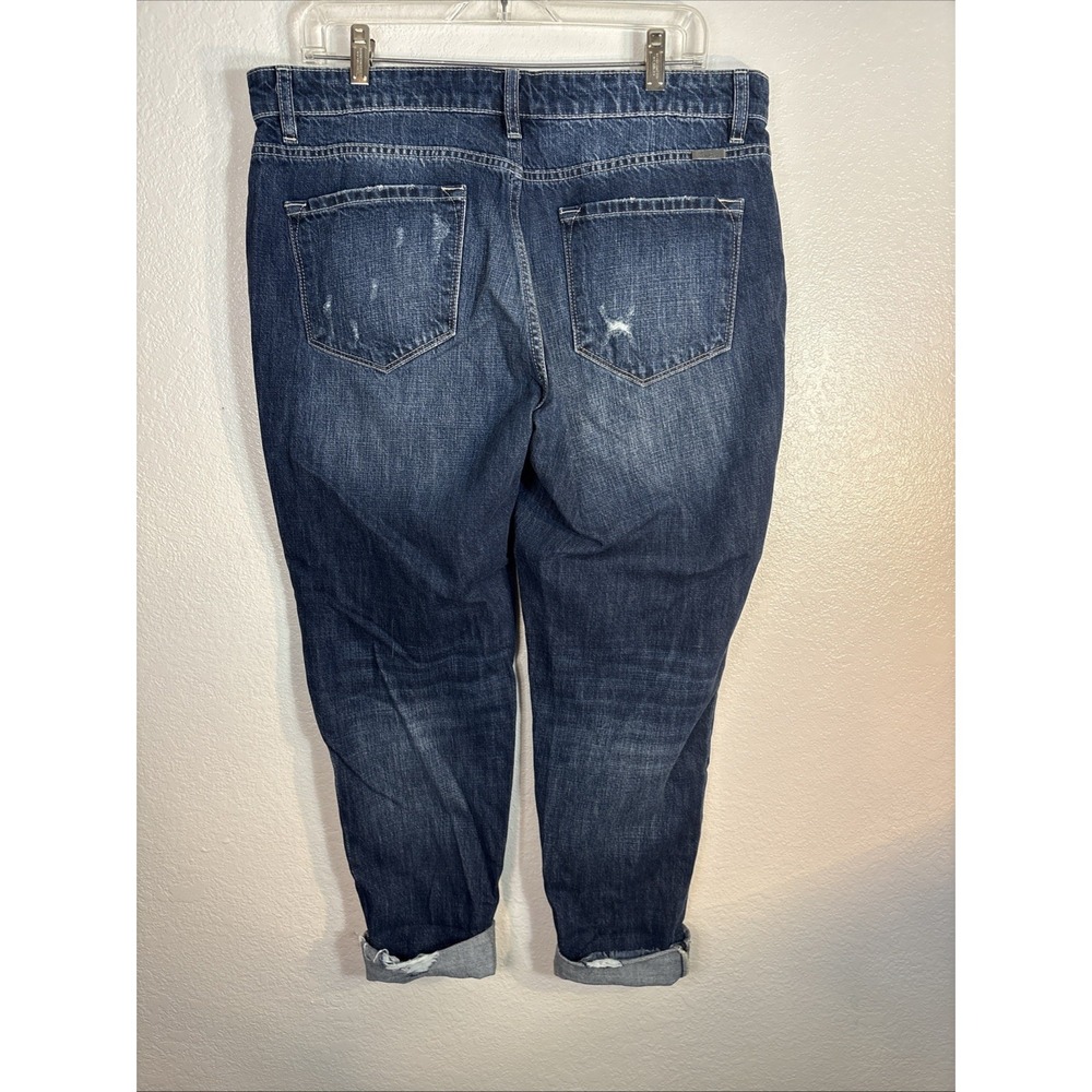 KanCan cropped jeans, women's size 13/30, distressed, raw hem, blue, Capri Pant - Picture 4 of 13